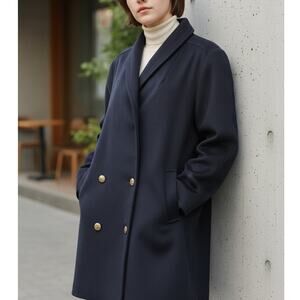 Vintage 80s Braefair Wool Pea Coat Overcoat Union Made in USA Double Breast 10 L